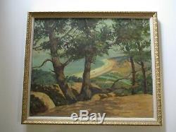 Antique Roland Mcnary Oil Painting Early Old California Landscape Coastal Beach