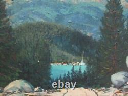 Antique Roland Mcnary Oil Painting Early Old California Mountain Bloom Landscape