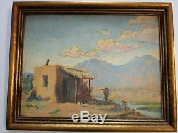 Antique Roy Petty Desert Painting Southwest Mexican Mountain Home Americana Old