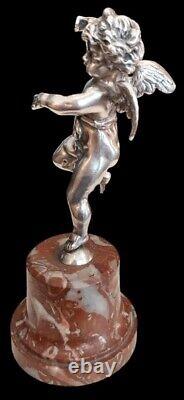 Antique Sculptures Love Putti Winged Silver Marble Cupid Sign Rare Old 20th