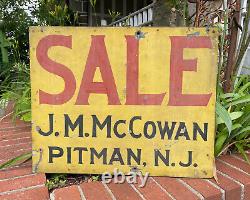 Antique Sign Old Mustard / Red Paint J. M. McCOWAN PITMAN New Jersey Trade Sign