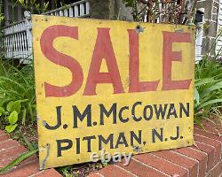 Antique Sign Old Mustard / Red Paint J. M. McCOWAN PITMAN New Jersey Trade Sign