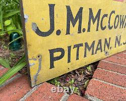 Antique Sign Old Mustard / Red Paint J. M. McCOWAN PITMAN New Jersey Trade Sign