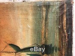 Antique Signed Dutch Old Master Painting Ships In Harbor Nyc Vault Find