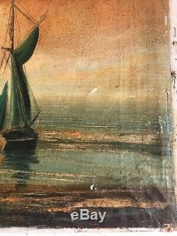 Antique Signed Dutch Old Master Painting Ships In Harbor Nyc Vault Find