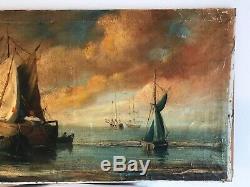 Antique Signed Dutch Old Master Painting Ships In Harbor Nyc Vault Find