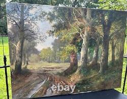 Antique Signed Karl Vikas Oil Painting Fontainebleau Woods France Forest 40 old