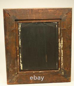 Antique Signed Oil Painting Gold Frame Portrait On Wood Board Old