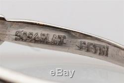 Antique Signed PETRI $5000 1.50ct Old Euro Baguette Platinum Band Ring