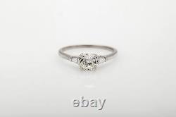 Antique Signed Peacock 1930s $9000 1ct Old Euro Diamond Platinum Wedding Ring
