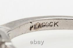 Antique Signed Peacock 1930s $9000 1ct Old Euro Diamond Platinum Wedding Ring