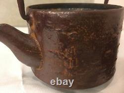 Antique-Signed-Vintage-Old-Japanese-Cast-Iron-Tetsubin-Teapot-Tea-Kettle