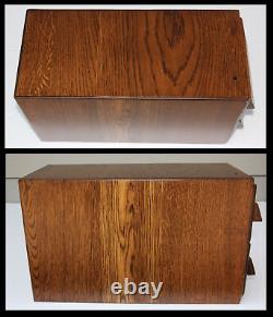 Antique Solid Oak 2Drawer Old Vertical Stack Card Index File Cabinet Wood Pulls