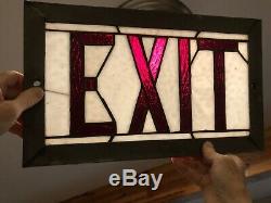 Antique Stained Glass Exit Sign From Old School In WA