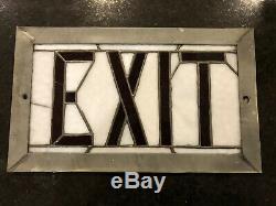 Antique Stained Glass Exit Sign From Old School In WA