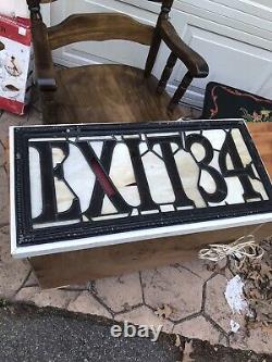 Antique Stained Glass Exit Sign From Old Theater Building c1930