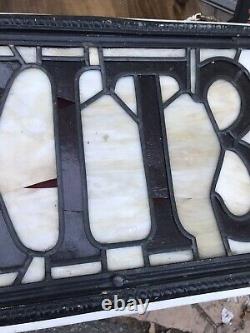 Antique Stained Glass Exit Sign From Old Theater Building c1930