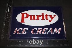 Antique Steel Porcelain Purity Ice Cream Sign 8x12 New Old Stock Dairy