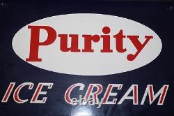 Antique Steel Porcelain Purity Ice Cream Sign 8x12 New Old Stock Dairy