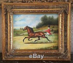 Antique Style Oil Painting Old English Carriage Horse Rider Landscape Scene Art