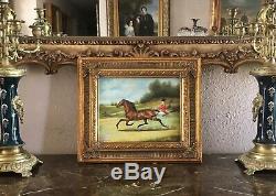 Antique Style Oil Painting Old English Carriage Horse Rider Landscape Scene Art