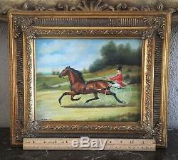 Antique Style Oil Painting Old English Carriage Horse Rider Landscape Scene Art