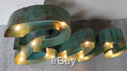 Antique Style Retro Bar Lighted Sign Painted on Tin Old Script Advertising