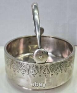 Antique Sugar Bowl Sterling Silver 84 Russian Handle Empire Rare Old Signed 1883