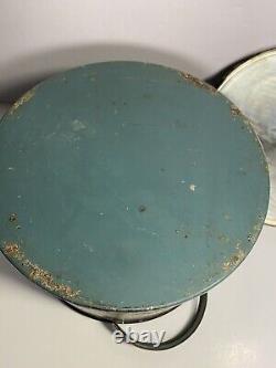 Antique TIN CANNISTER with Fruit TOLE FOLK ART Signed on Old & Unusual Dome Tin