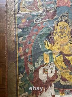 Antique Thangka Painting Mural Temple Art Old Signed Rare 71 Inches Fine Old