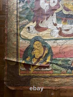 Antique Thangka Painting Mural Temple Art Old Signed Rare 71 Inches Fine Old
