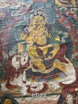 Antique Thangka Painting Mural Temple Art Old Signed Rare 71 Inches Fine Old