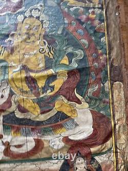 Antique Thangka Painting Mural Temple Art Old Signed Rare 71 Inches Fine Old