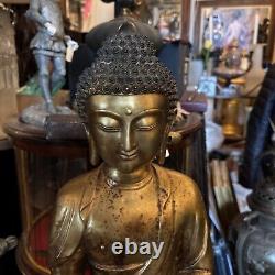 Antique Tibetan Bronze Buddha 24 Inches Tall Signed Old