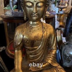 Antique Tibetan Bronze Buddha 24 Inches Tall Signed Old