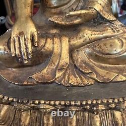 Antique Tibetan Bronze Buddha 24 Inches Tall Signed Old