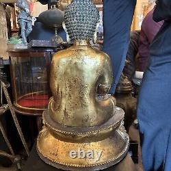 Antique Tibetan Bronze Buddha 24 Inches Tall Signed Old