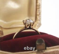 Antique Tiffany Style Old European Cut Diamond Solitaire Engagement Signed Kohn