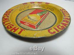 Antique Torchlight Cigarettes Advertising Tip Tray old tin litho sign unusual