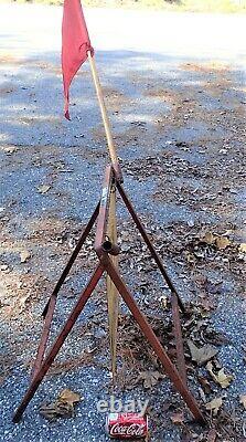 Antique USA Industrial Steel Frame Men Working City Art Safety Street Sign Flag