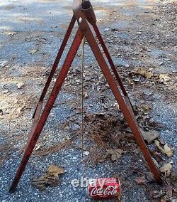 Antique USA Industrial Steel Frame Men Working City Art Safety Street Sign Flag