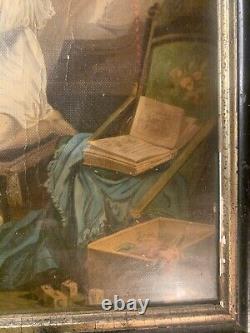Antique VERY OLD lithograph 1879 In Original Wood Frame Victorian Art SIGNED
