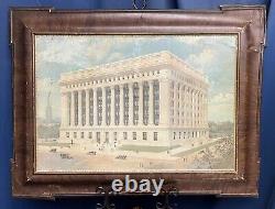 Antique VTG Self Framed Sign Northwestern Mutual Building Old Cars Milwaukee, WI