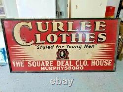 Antique Very Rare Sign 1940s Curlee Clothes 70-80 Years Old Vintage Collectibles