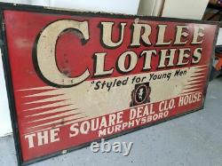 Antique Very Rare Sign 1940s Curlee Clothes 70-80 Years Old Vintage Collectibles