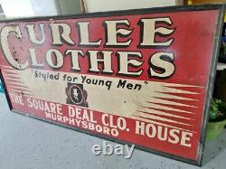 Antique Very Rare Sign 1940s Curlee Clothes 70-80 Years Old Vintage Collectibles