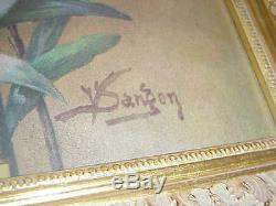 Antique Victorian Sgd Sangon Easter Lilies Lilacs Floral Yardlong Print Orig Old