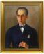 Antique Vintage 1937 Rare Original Canvas Old Oil Painting Portrait Elegant Man
