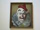 Antique Vintage Clown Face Head Circus Painting Mid Century Signed Portrait Old