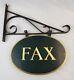 Antique Vintage Fax Sign On Wrought Iron Bracket Old Advertising Gas Oil Can Tin